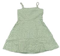 Zeleno-bílé kostkované krepové šaty Primark