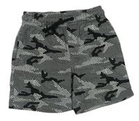 Černo-bílé army teplákové kraťasy Nutmeg