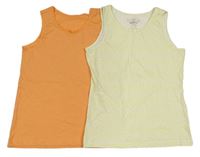 2set - 2x košilka - bílo-žlutá puntíkatá + oranžová 