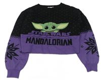 Černo-fialový crop svetr s Yodou H&M