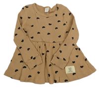 Hnědá žebrovaná tunika se srdíčky Shein