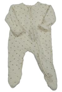 Smetanový prošívaný květovaný overal George