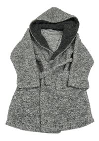 Šedý melírovaný huňatý zateplený kabát s kapucí Nutmeg