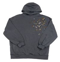 Antracitová propínací mikina s flitry a kapucí George