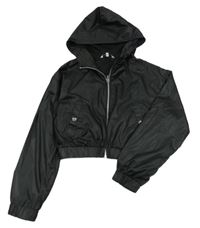 Černá crop šusťáková jarní bunda s kapucí E-Vie