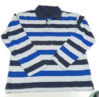 Tmavomodro-bílé pruhované polo triko 