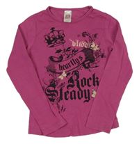 Fialové triko s nápisy C&A