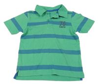 Zeleno-modré pruhované polo tričko s číslem Tchibo