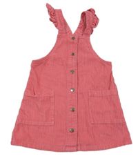 Růžové manšestrové šaty s volánky Matalan