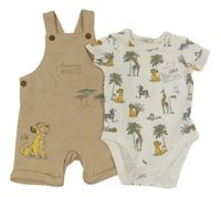 Nové - 2set - Bílé body se zvířátky + béžové laclové teplákové kraťasy - Lví král Disney