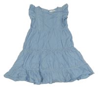 Světlemodré šaty s krajkou a volánky H&M