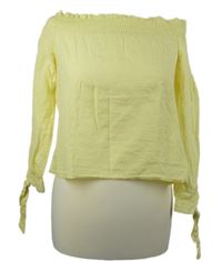 Dámská žlutá crop halenka s nopky a lodičkovým výstřihem New Look 