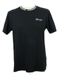 Pánské černé tričko s nápisy River Island 