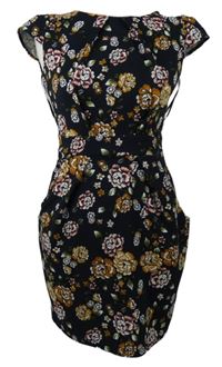 Dámské tmavomodré květované šaty zn. Blue Vanilla 