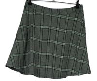 Dámská černo-zeleno-bílá kostkovaná pletená sukně 