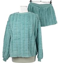 2set - Dámská světlemodrá chlupatá mikina + kraťasy Asos 