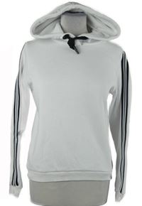 Dámská bílá mikina s pruhy a kapucí 