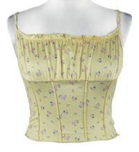 Dámský žlutý kytičkovaný crop top Shein 