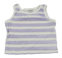 Fialovo-bílý pruhovaný žebrovaný crop top LC Waikiki