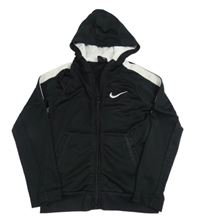 Černo-bílá sportovní propínací mikina s logem a kapucí Nike