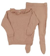 2set- světlerůžový svetr s volánkem+ polodupky Mamas&Papas