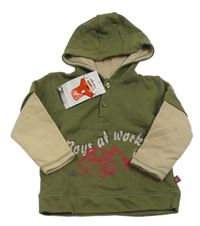Nové- Khaki-béžová mikina s nápisem a kapucí 