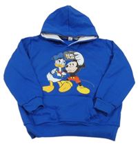 Modrá mikina s Mickey Mousem a kačerem Donaldem a kapucí 