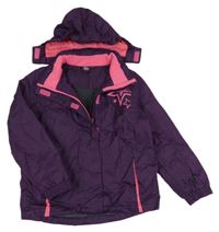 Fialová šusťáková lyžařská bunda s hvězdou a kapucí Crivit