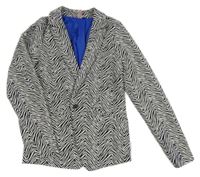 Bílo-černé vzorované společenské sako