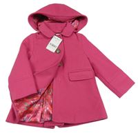 Nové - Malinový vlněný kabát s kapucí Next