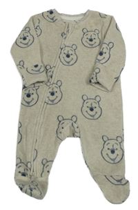 Světlešedý fleecový overal s medvídky Pú George