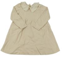 Světlebéžové žebrované pletené šaty s límečkem Primark
