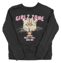 Tmavošedá mikina s leopardem 