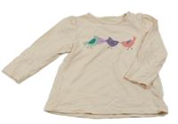 Světlerůžové triko s ptáčky Topomini