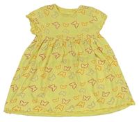 Žluté bavlněné šaty s motýly Primark