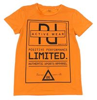 Neonově oranžové sportovní tričko s nápisem Yigga