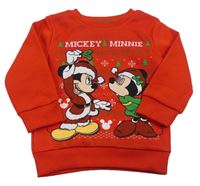 Červená mikina s Mickeym a Minnie zn. Disney