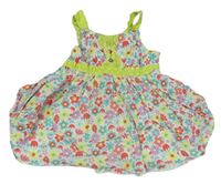 Bílo-zeleno-barevné květované šaty M&S