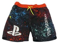 Černo-barevné vzorované plážové kraťasy - PlayStation
