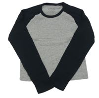 Tmavomodro-šedé žebrované crop triko Primark