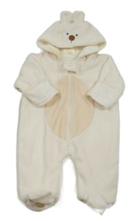 Smetanovo-béžová fleecová kombinéza s kapucí 