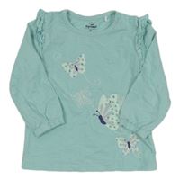 Světlemodré triko s motýly Topomini