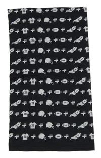 Černý multifunkční šátek s míči a helmami