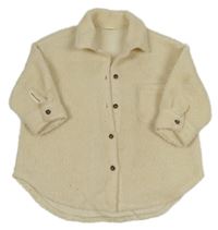 Smetanová huňatá oversize košilová bunda s límečkem Next