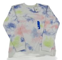 Nové - bílo-barevná batikovaná mikina Primark