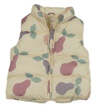 Smetanová šusťáková zateplená vesta s hruškami Sfera