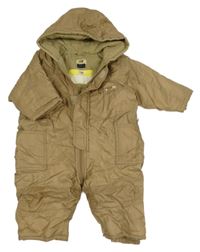 Béžová šusťáková zimní kombinéza s kapucí