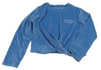 Modrá sametová žebrovaná pyžamová mikina s nápisem F&F