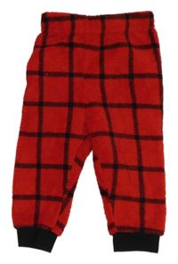 Červeno-černé kostkované chlupaté pyžamové kalhoty Primark