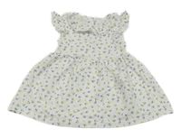 Bílo-modré květované šaty s volánkem 